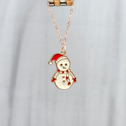 Chonky Snowman Rose Golden Christmas Watch Charm
