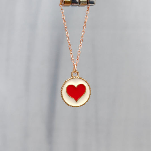 Red Heart Coin Rose Golden Christmas Watch Charm