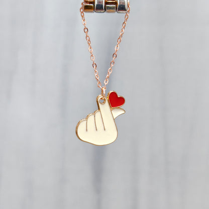 Finger-Heart Saranghae Rose Golden Christmas Watch Charm