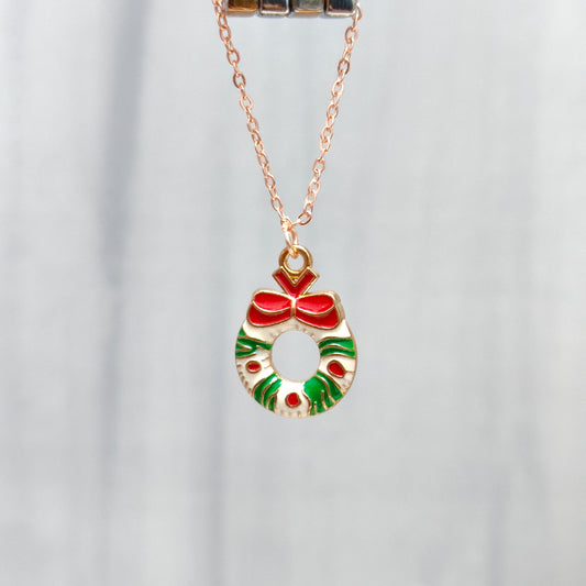 Wreath Rose Golden Christmas Watch Charm