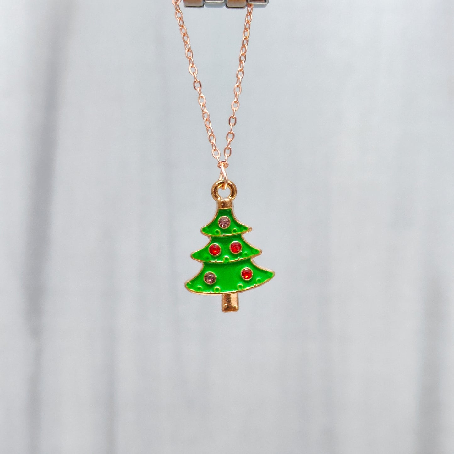 Multicolour Studded Xmas Tree Rose Golden Christmas Watch Charm