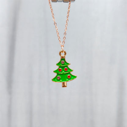Multicolour Studded Xmas Tree Rose Golden Christmas Watch Charm