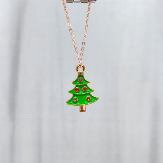 Multicolour Studded Xmas Tree Rose Golden Christmas Watch Charm