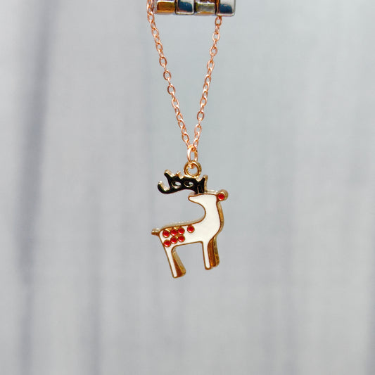 Spotted Reindeer Rose Golden Christmas Watch Charm