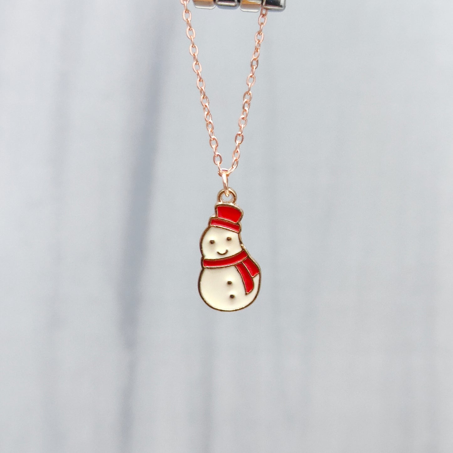 Mini Smiling Snowman Rose Golden Christmas Watch Charm