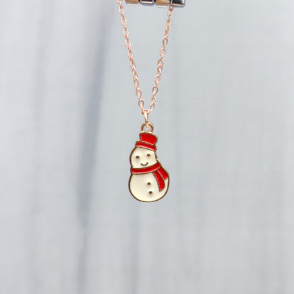 Mini Smiling Snowman Rose Golden Christmas Watch Charm