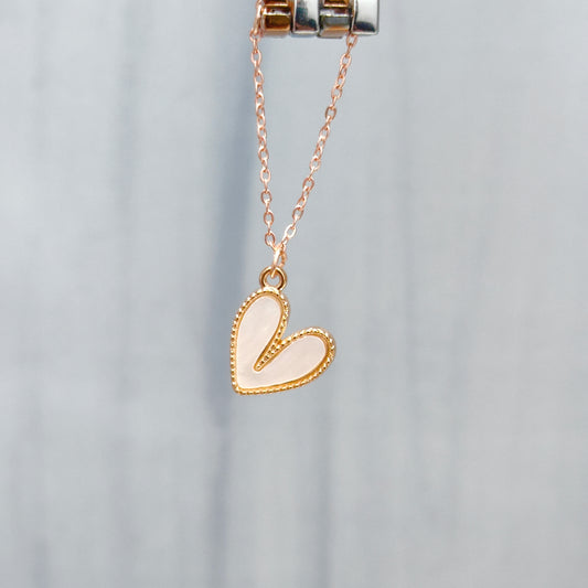 Pearl-Finish White Heart Rose Golden Christmas Watch Charm