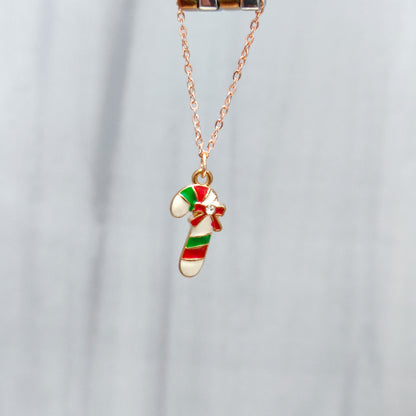 Candycane Rose Golden Christmas Watch Charm