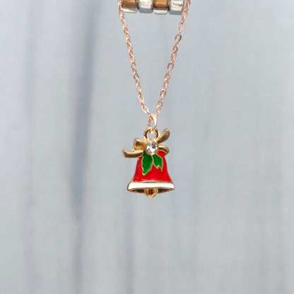 Studded Jingle Bell Rose Golden Christmas Watch Charm