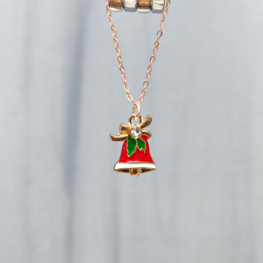 Studded Jingle Bell Rose Golden Christmas Watch Charm