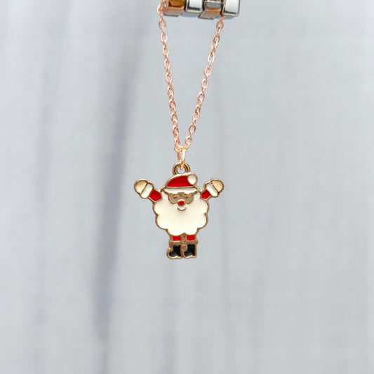 Cheering Santa Rose Golden Christmas Watch Charm