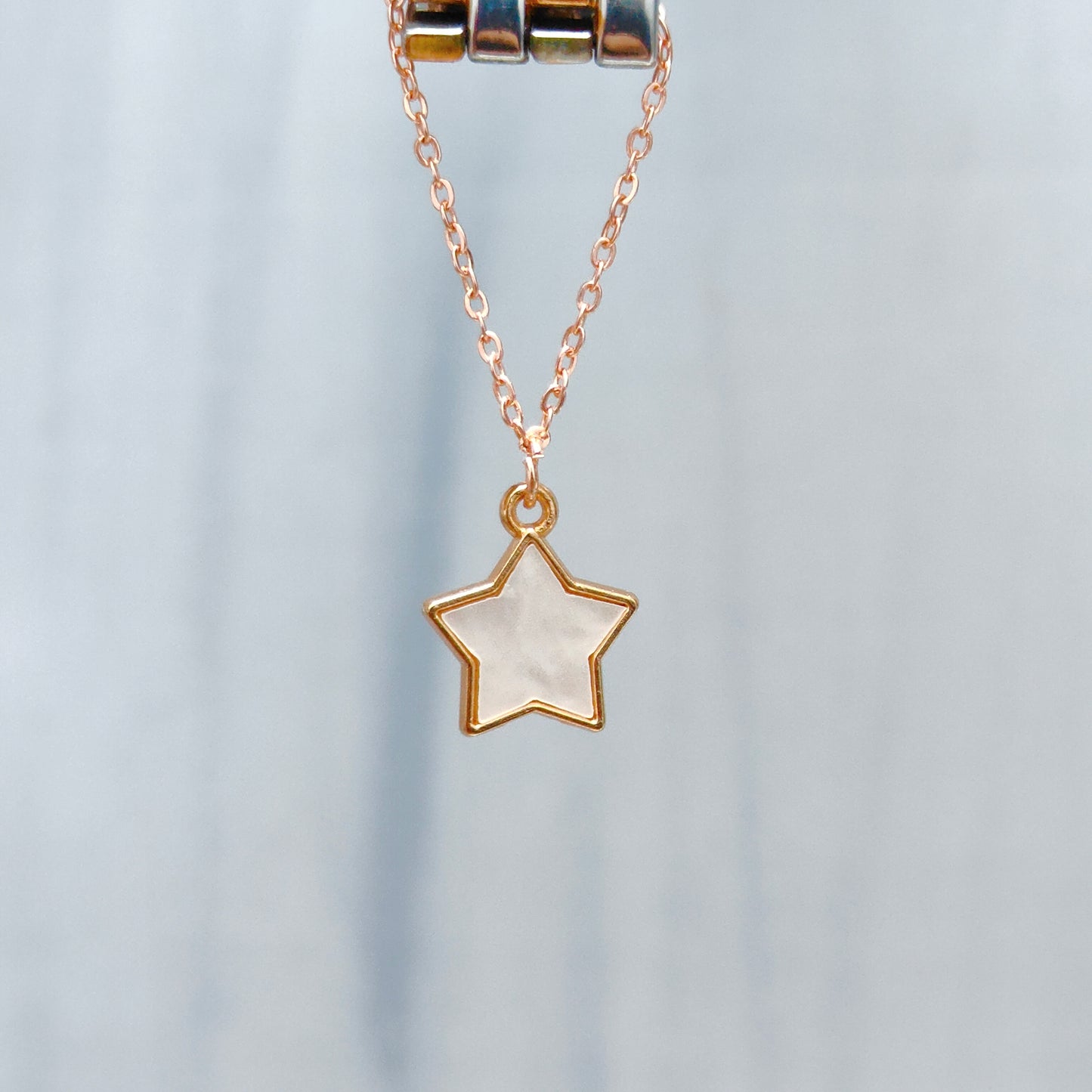Pearl-Finish White Star Rose Golden Christmas Watch Charm