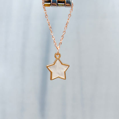 Pearl-Finish White Star Rose Golden Christmas Watch Charm