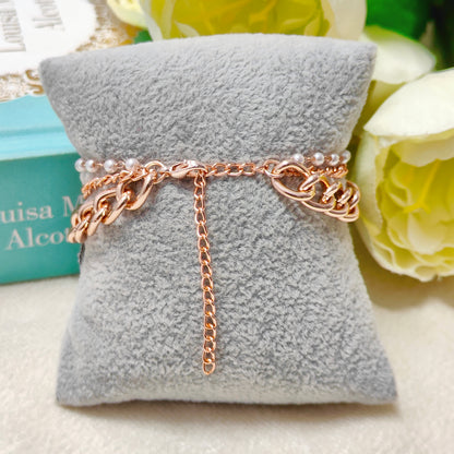 Rose Golden Three Charms Combo Christmas 3-Layer Bracelet (Design 2B)