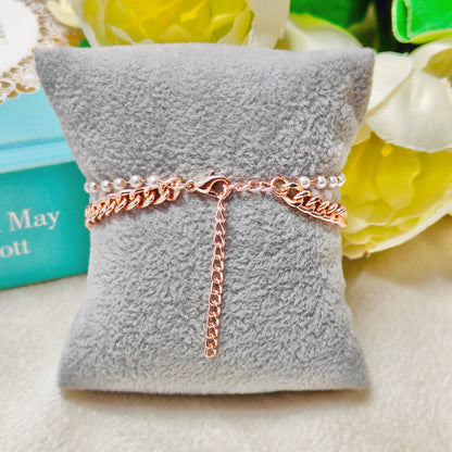 Rose Golden Three Charms Combo Christmas 2-Layer Bracelet (Design 7A)