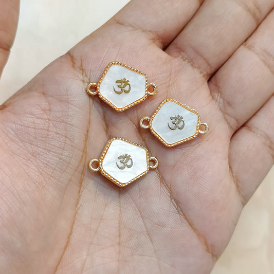 Pearl-Finish Divine Golden Om Connector Charms