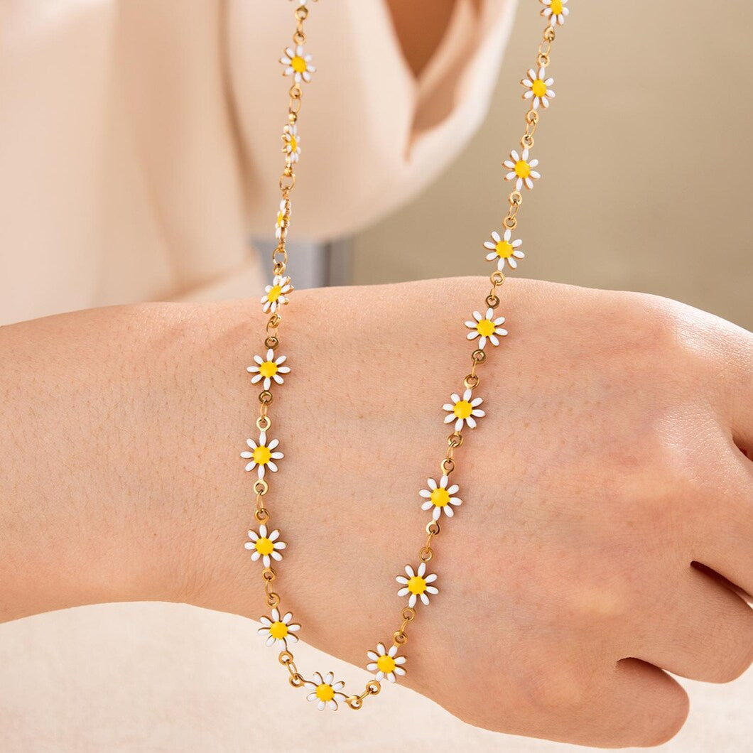 Premium 18K Gold-Plated Anti-Tarnish Daisy Chain (7mm)