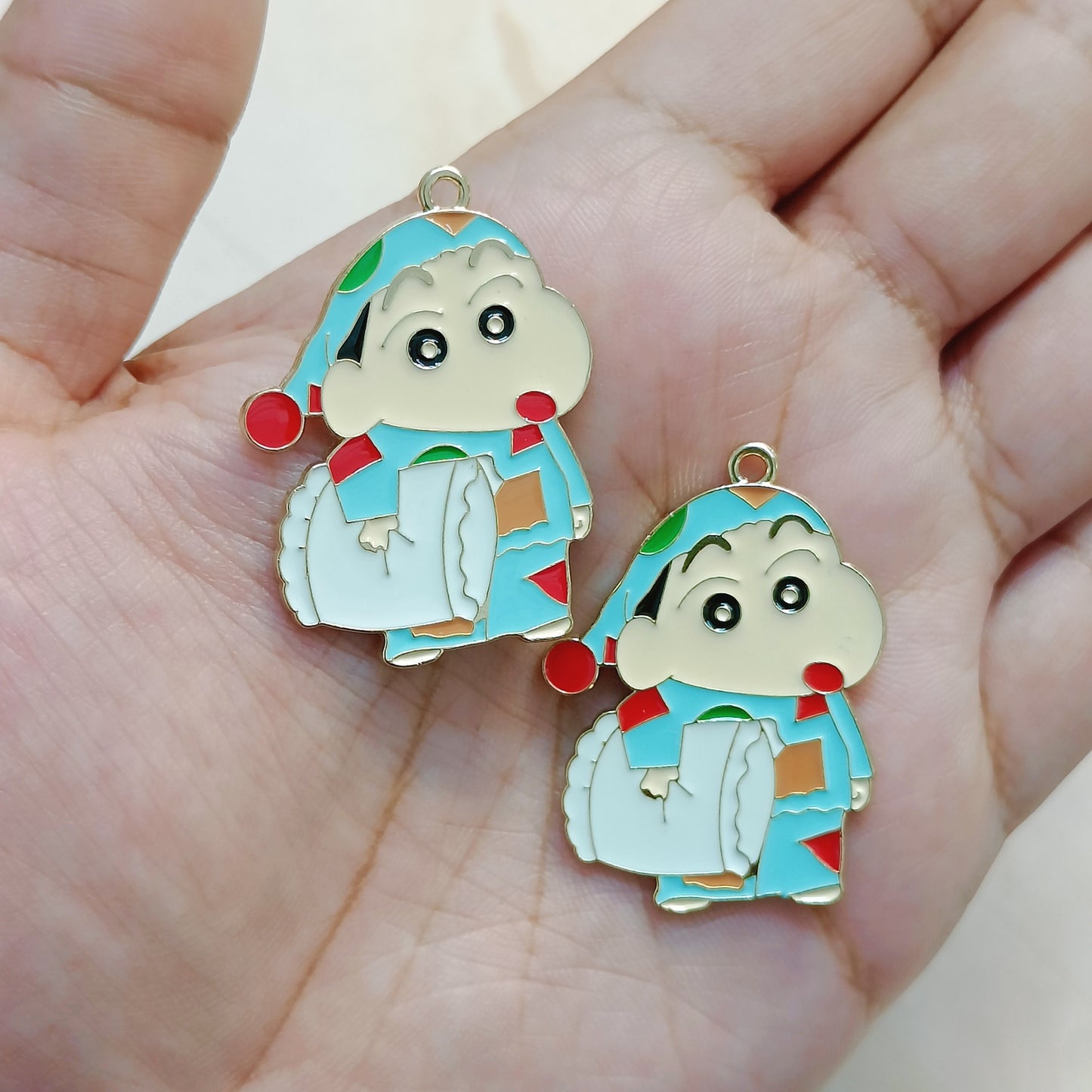 Sleepy Shinchan with Pillow Metal Charms