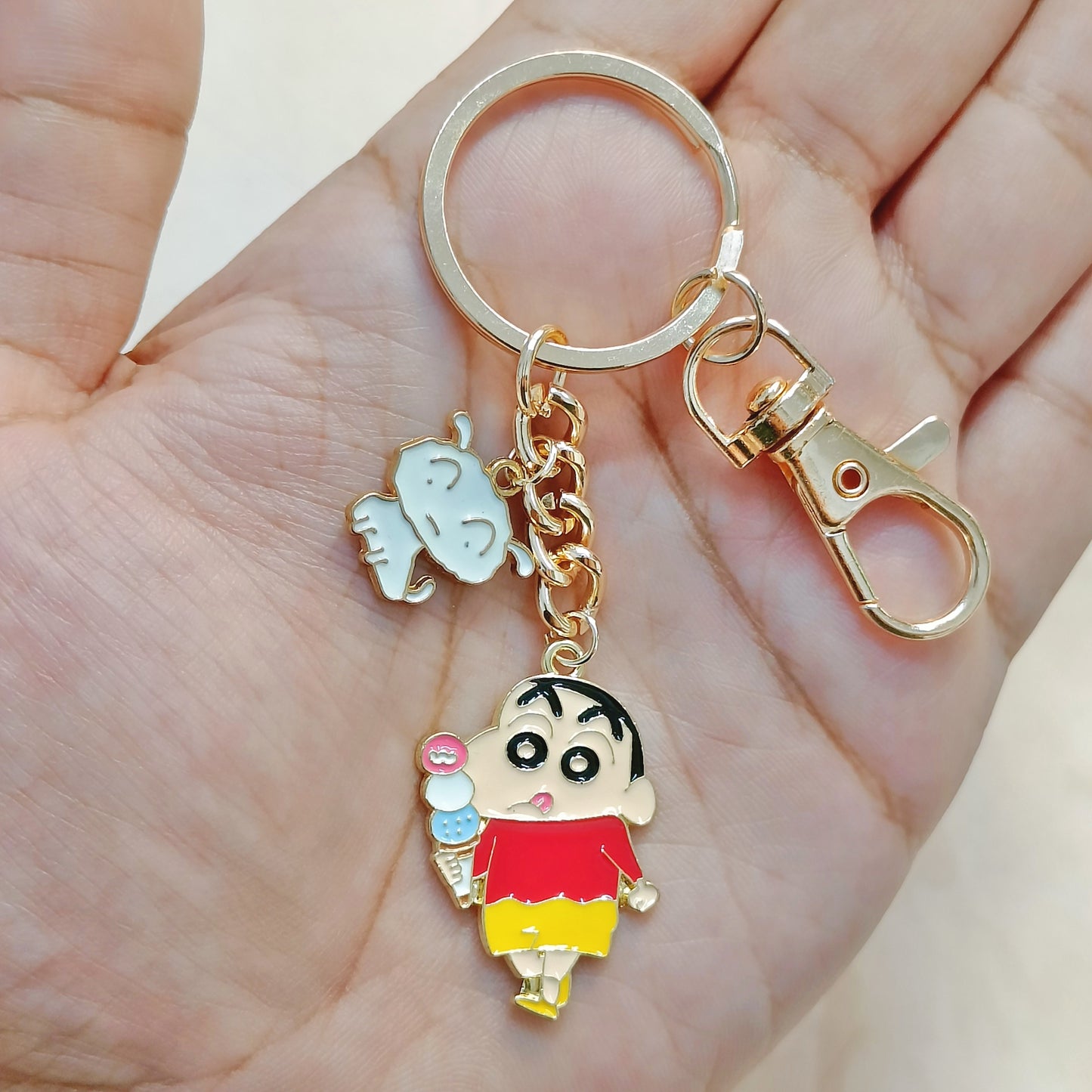 Cute Ice Cream Shinchan & Shiro Bag Charm Keychain