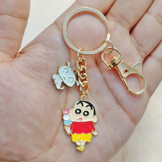 Cute Ice Cream Shinchan & Shiro Bag Charm Keychain