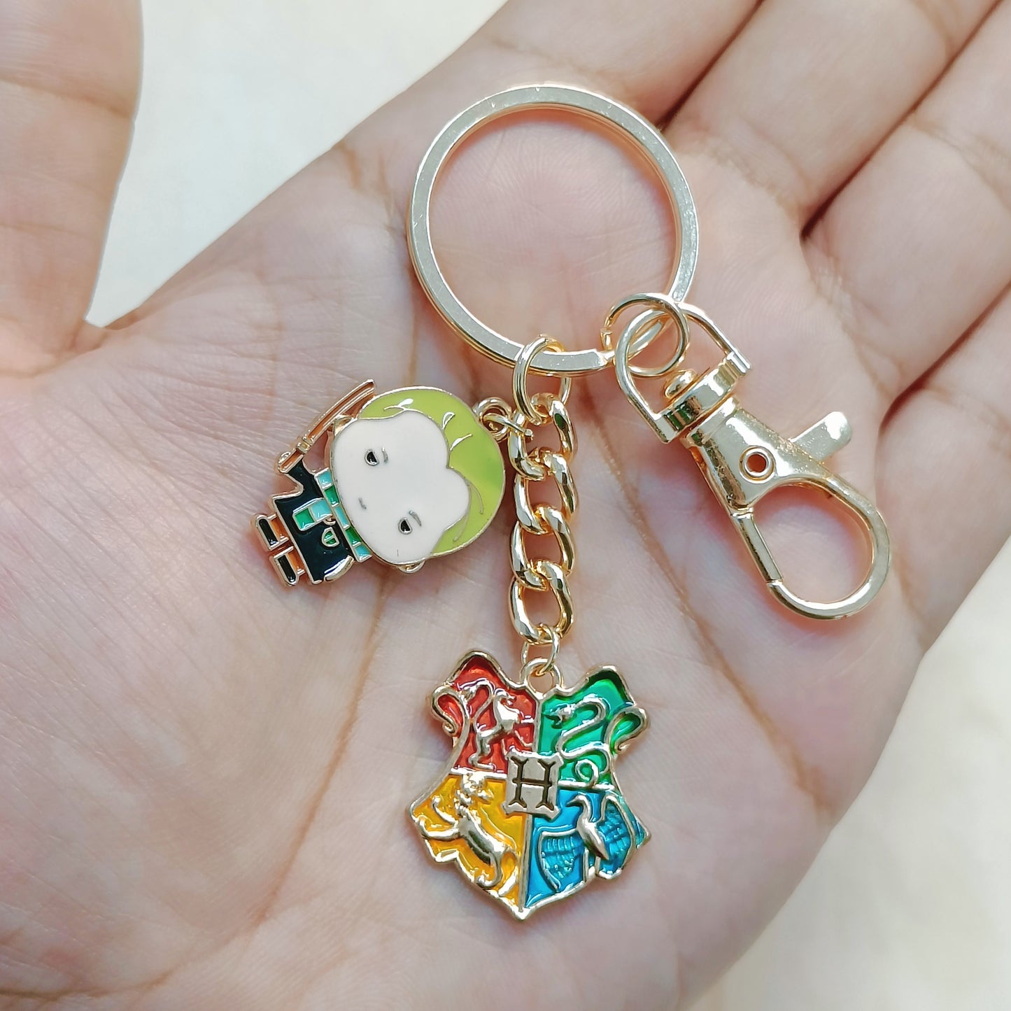 Draco Malfoy & Hogwarts Shield Harry Potter Theme Bag Charm Keychain