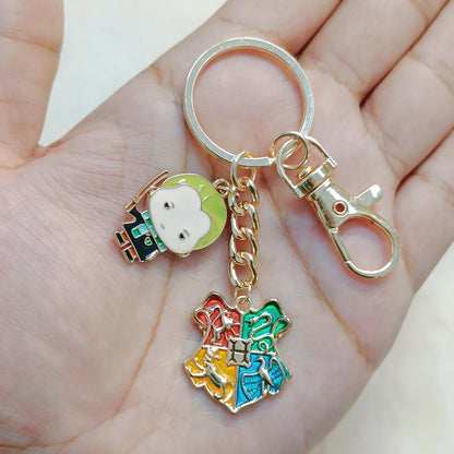 Draco Malfoy & Hogwarts Shield Harry Potter Theme Bag Charm Keychain