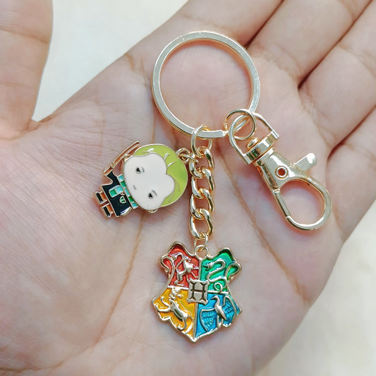 Draco Malfoy & Hogwarts Shield Harry Potter Theme Bag Charm Keychain