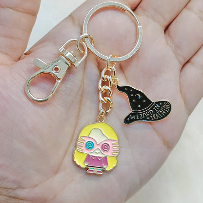 Luna Lovegood & Wizard Hat Harry Potter Theme Bag Charm Keychain