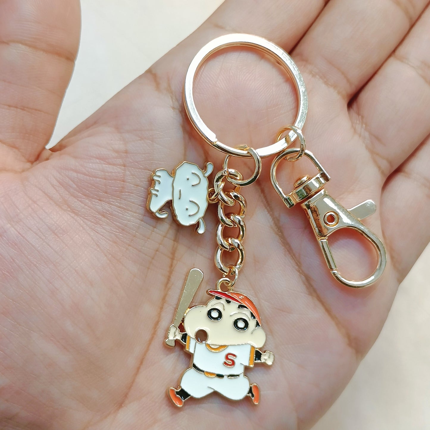 Baseball Shinchan & Shiro Bag Charm Keychain
