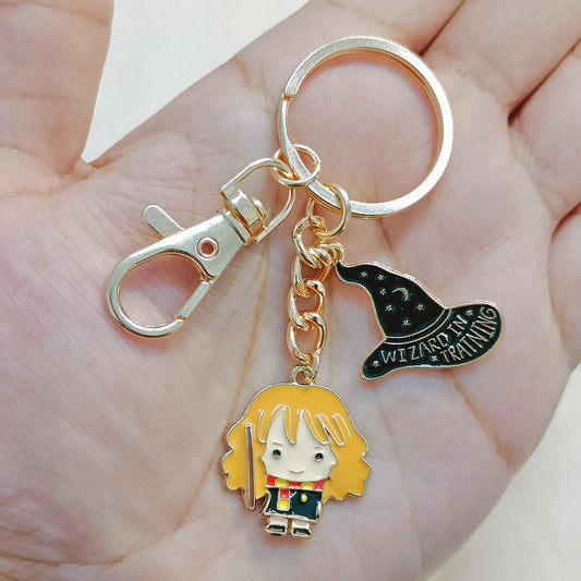 Hermione & Wizard Hat Harry Potter Theme Bag Charm Keychain