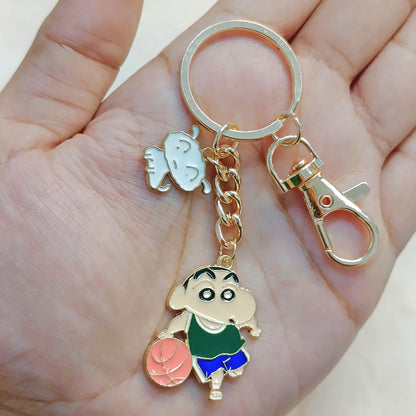 Basketball Shinchan & Shiro Bag Charm Keychain