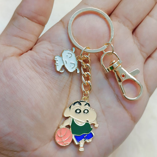 Basketball Shinchan & Shiro Bag Charm Keychain