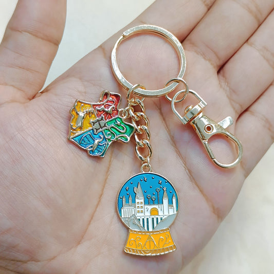Hogwarts Shield & School Harry Potter Theme Bag Charm Keychain
