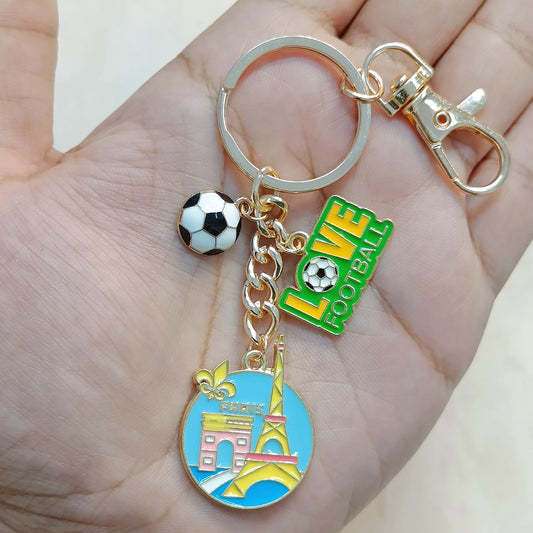 Football & Paris Tourist Coin Sports & Travel Theme Bag Charm Keychain