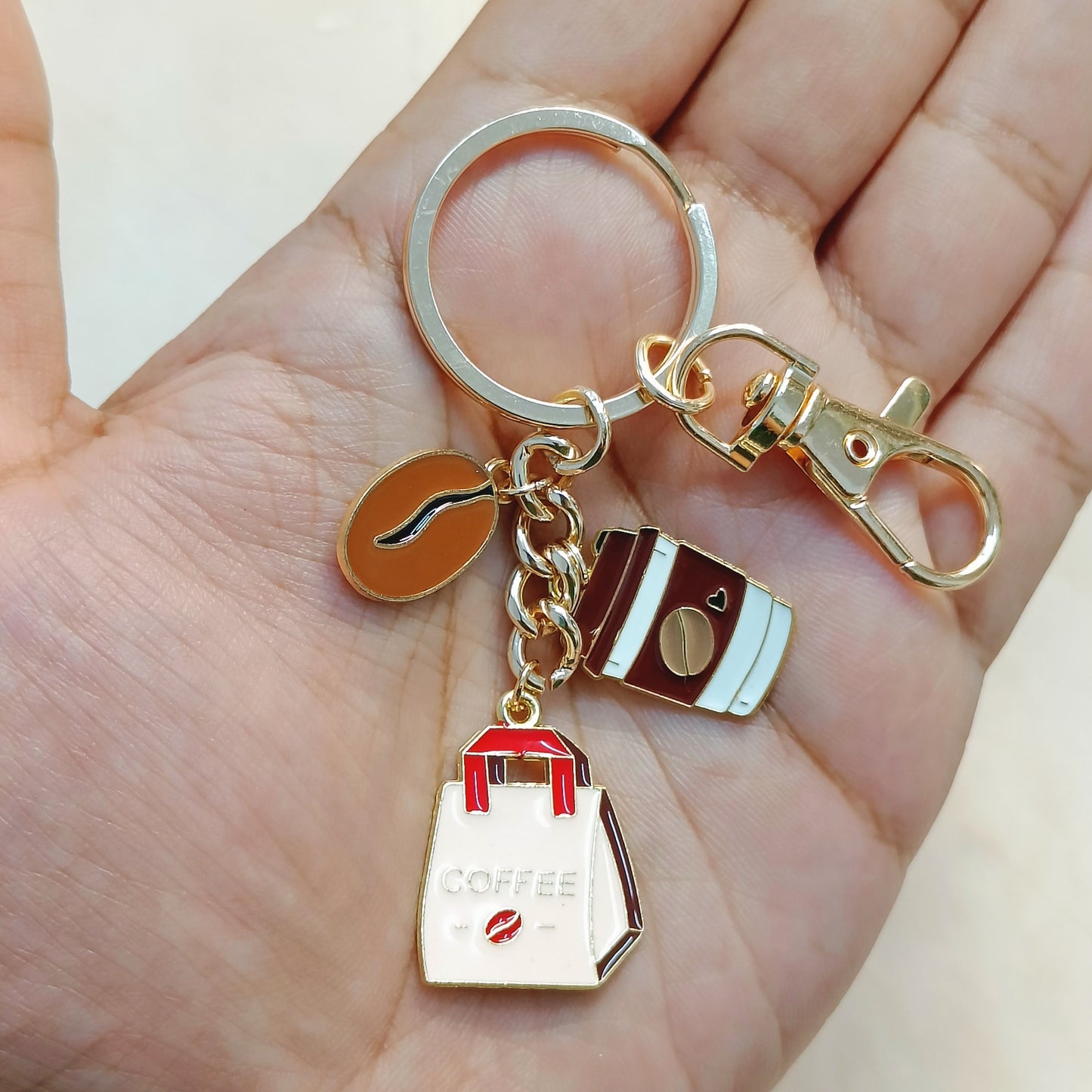 Coffee Bean, Sipper & Takeaway Bag Coffee Theme Bag Charm Keychain