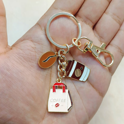 Coffee Bean, Sipper & Takeaway Bag Coffee Theme Bag Charm Keychain