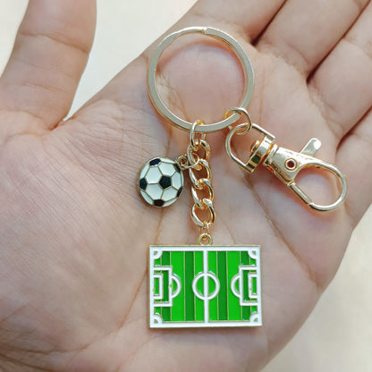 Football Pitch & Mini Football Charms Sports Theme Bag Charm Keychain