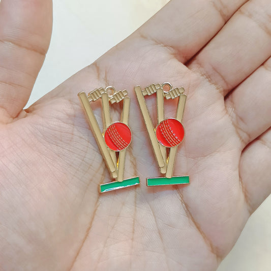 Clean Bowled Stumps Cricket Sports Theme Metal Charms