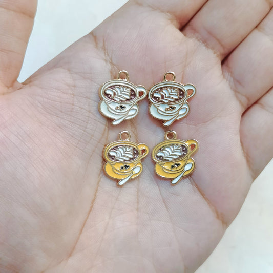 Cute Creamy Cafe Latte Coffee Metal Charms