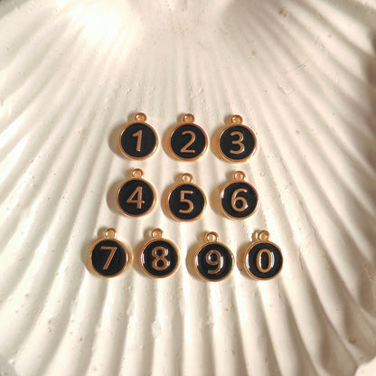 Black Number Coin Reversible Metal Charms