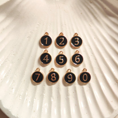 Black Number Coin Reversible Metal Charms