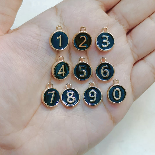 Black Number Coin Reversible Metal Charms