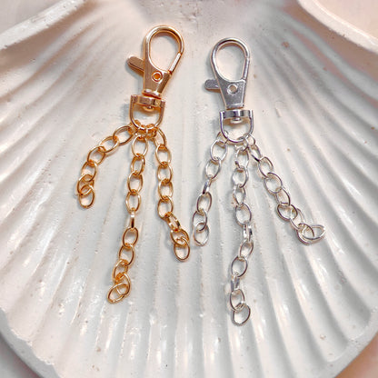 Layered Sleek Oval Link Chain Dog-Lock Bag Charms