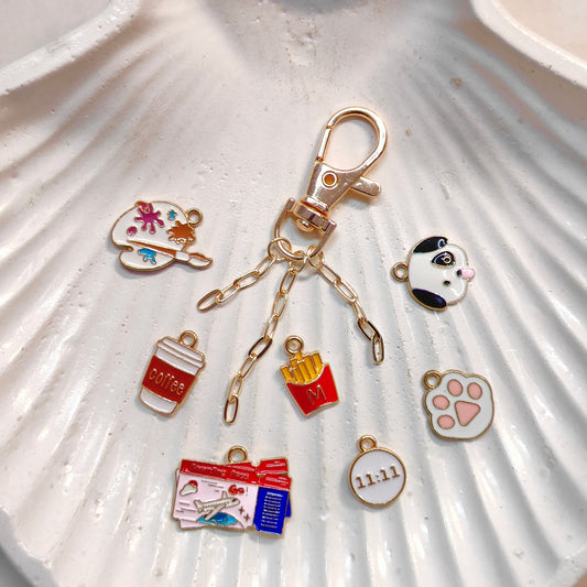 Layered Paperclip Chain Dog-Lock Bag Charms (Without Keyring)