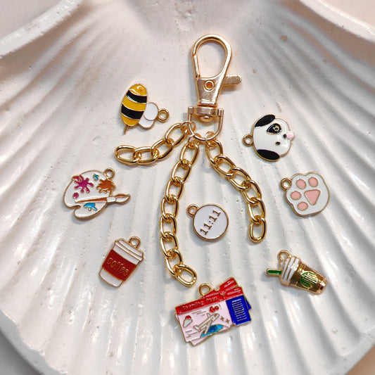 Layered Sleek Curb Chain Dog-Lock Bag Charms