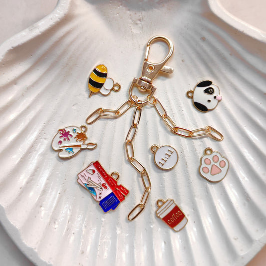 Layered Big Paperclip Chain Dog-Lock Bag Charms