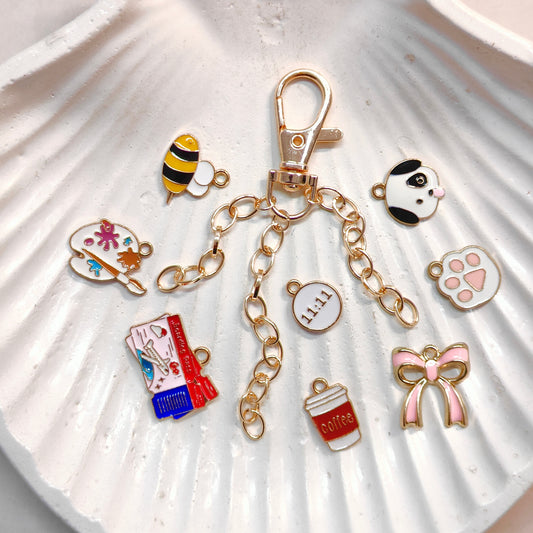 Layered Sleek Oval Link Chain Dog-Lock Bag Charms