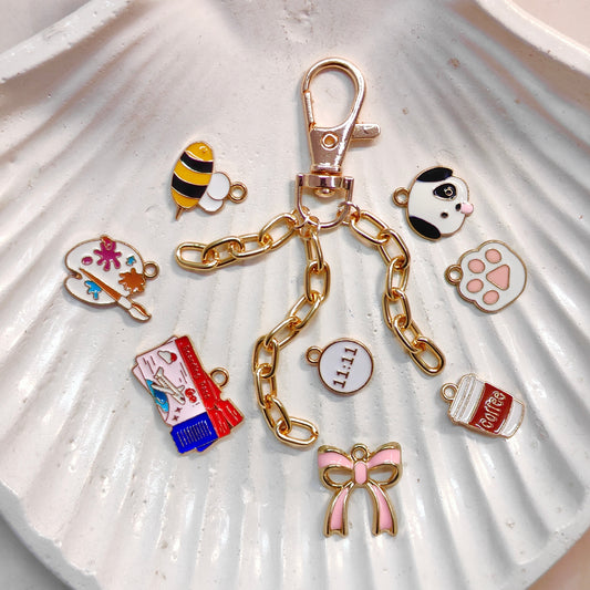 Layered Chunky Oval Link Chain Dog-Lock Bag Charms