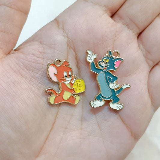 Dancing Tom & Jerry Pair Metal Charms
