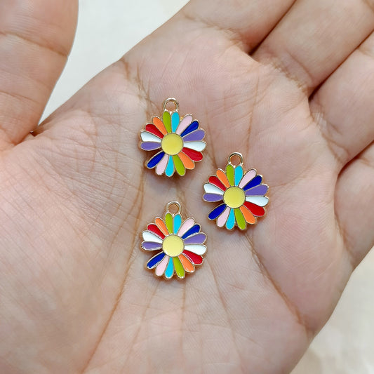 Cute Multicolour Daisy Flower Metal Charms